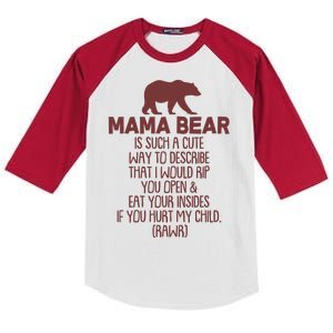 Funny Mama Bear Rawr Kids Colorblock Raglan Jersey