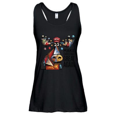 Funny Make Christmas Great Again Moose Trump Election Win Ladies Essential Flowy Tank