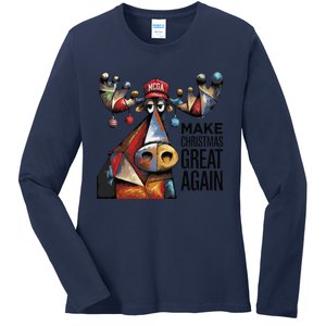 Funny Make Christmas Great Again Moose Trump Election Win Ladies Long Sleeve Shirt