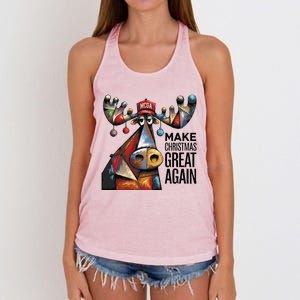 Funny Make Christmas Great Again Moose Trump Election Win Women's Knotted Racerback Tank