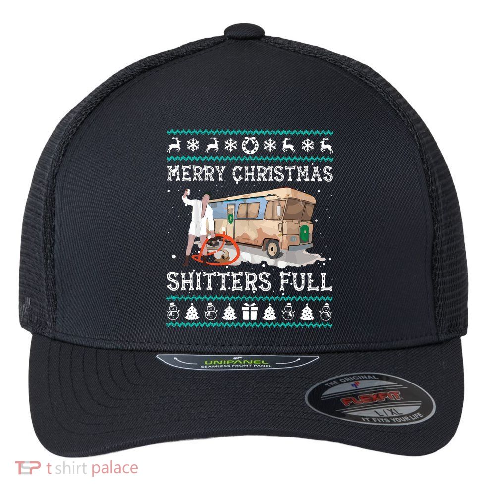 Funny Merry Christmas Shitters Full Sweater Ugly Flexfit Unipanel Trucker Cap