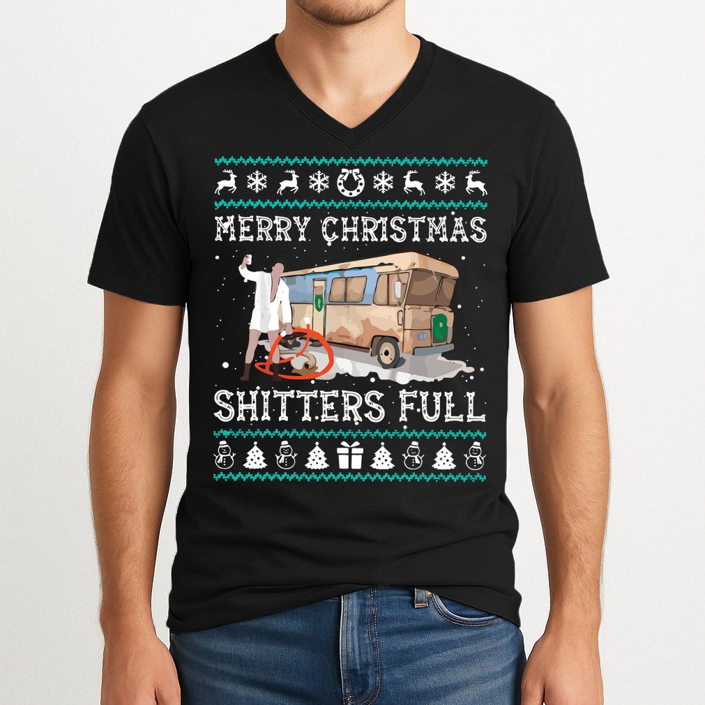 Funny Merry Christmas Shitters Full Sweater Ugly V-Neck T-Shirt