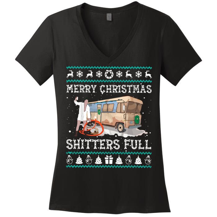 Funny Merry Christmas Shitters Full Sweater Ugly Women's V-Neck T-Shirt