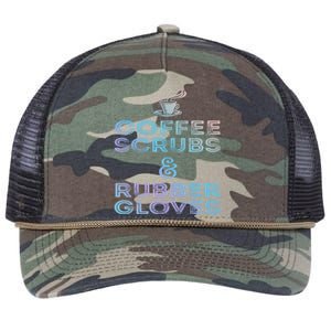 Funny Medical Cute Gift: Coffee Scrubs And Rubber Gloves Retro Rope Trucker Hat Cap