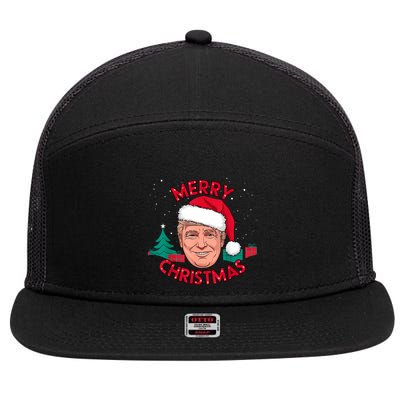 Funny Merry Christmas Trump Humorous Christmas Celebration 7 Panel Mesh Trucker Snapback Hat