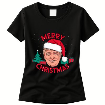 Funny Merry Christmas Trump Humorous Christmas Celebration Womens T-Shirt