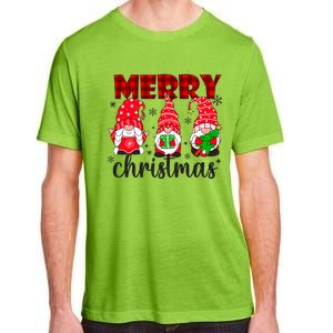 Funny Merry Christmas Buffalo Plaid Cute Gnomes Xmas Costume Adult ChromaSoft Performance T-Shirt