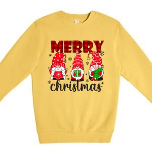 Funny Merry Christmas Buffalo Plaid Cute Gnomes Xmas Costume Premium Crewneck Sweatshirt