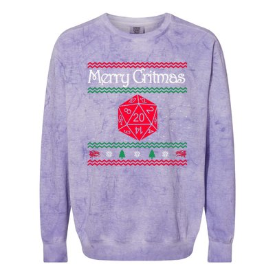 Funny Merry Critmas Christmas D20 Rpg Board Game Role Colorblast Crewneck Sweatshirt