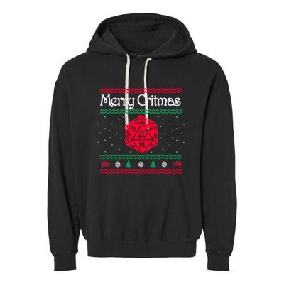 Funny Merry Critmas Christmas D20 Rpg Board Game Role Garment-Dyed Fleece Hoodie