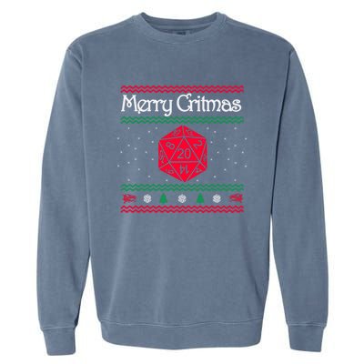 Funny Merry Critmas Christmas D20 Rpg Board Game Role Garment-Dyed Sweatshirt