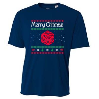 Funny Merry Critmas Christmas D20 Rpg Board Game Role Cooling Performance Crew T-Shirt