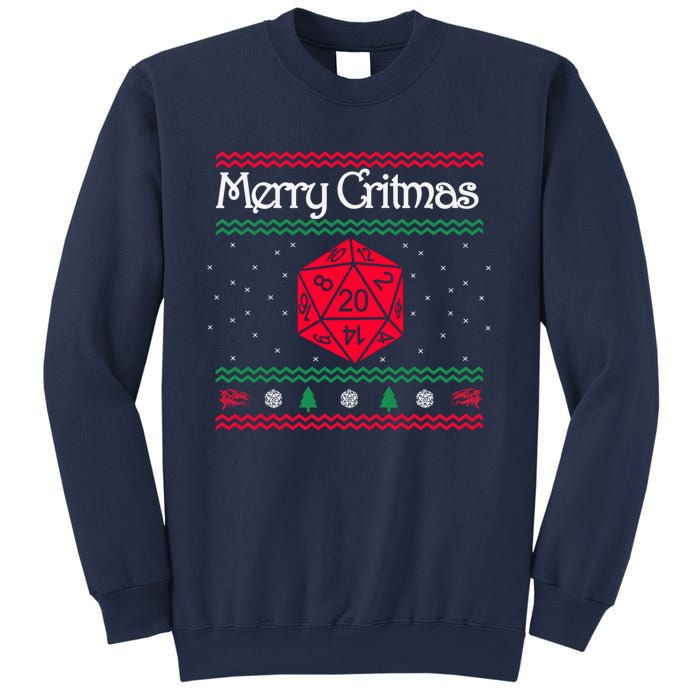 Funny Merry Critmas Christmas D20 Rpg Board Game Role Sweatshirt