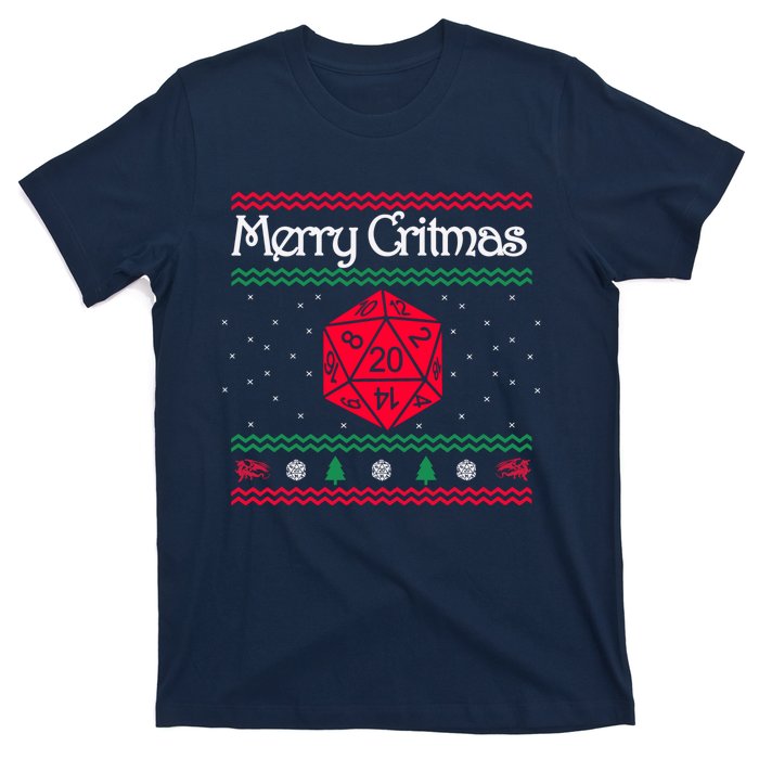 Funny Merry Critmas Christmas D20 Rpg Board Game Role T-Shirt