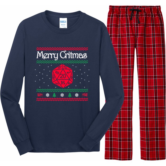 Funny Merry Critmas Christmas D20 Rpg Board Game Role Long Sleeve Pajama Set