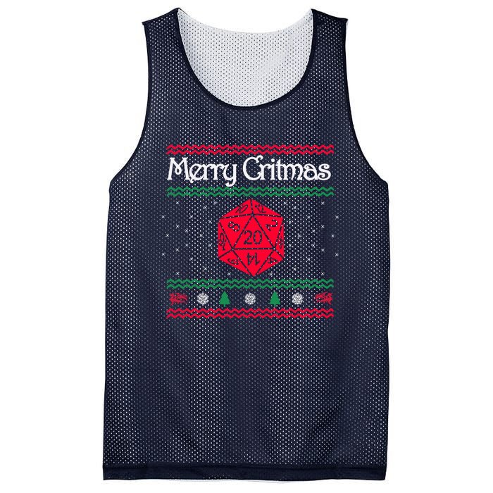 Funny Merry Critmas Christmas D20 Rpg Board Game Role Mesh Reversible Basketball Jersey Tank