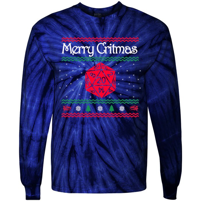 Funny Merry Critmas Christmas D20 Rpg Board Game Role Tie-Dye Long Sleeve Shirt