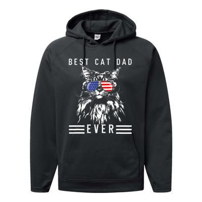 Funny Maine Coon Cat Best Cat Dad Ever Funny Cat Maine Coon Performance Fleece Hoodie