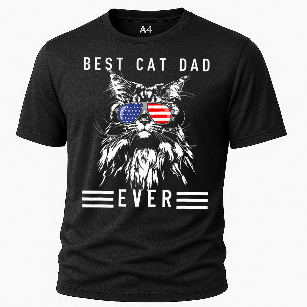 Funny Maine Coon Cat Best Cat Dad Ever Funny Cat Maine Coon Cooling Performance Crew T-Shirt