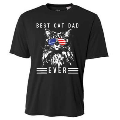 Funny Maine Coon Cat Best Cat Dad Ever Funny Cat Maine Coon Cooling Performance Crew T-Shirt