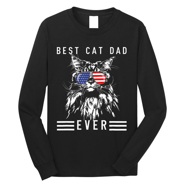 Funny Maine Coon Cat Best Cat Dad Ever Funny Cat Maine Coon Long Sleeve Shirt