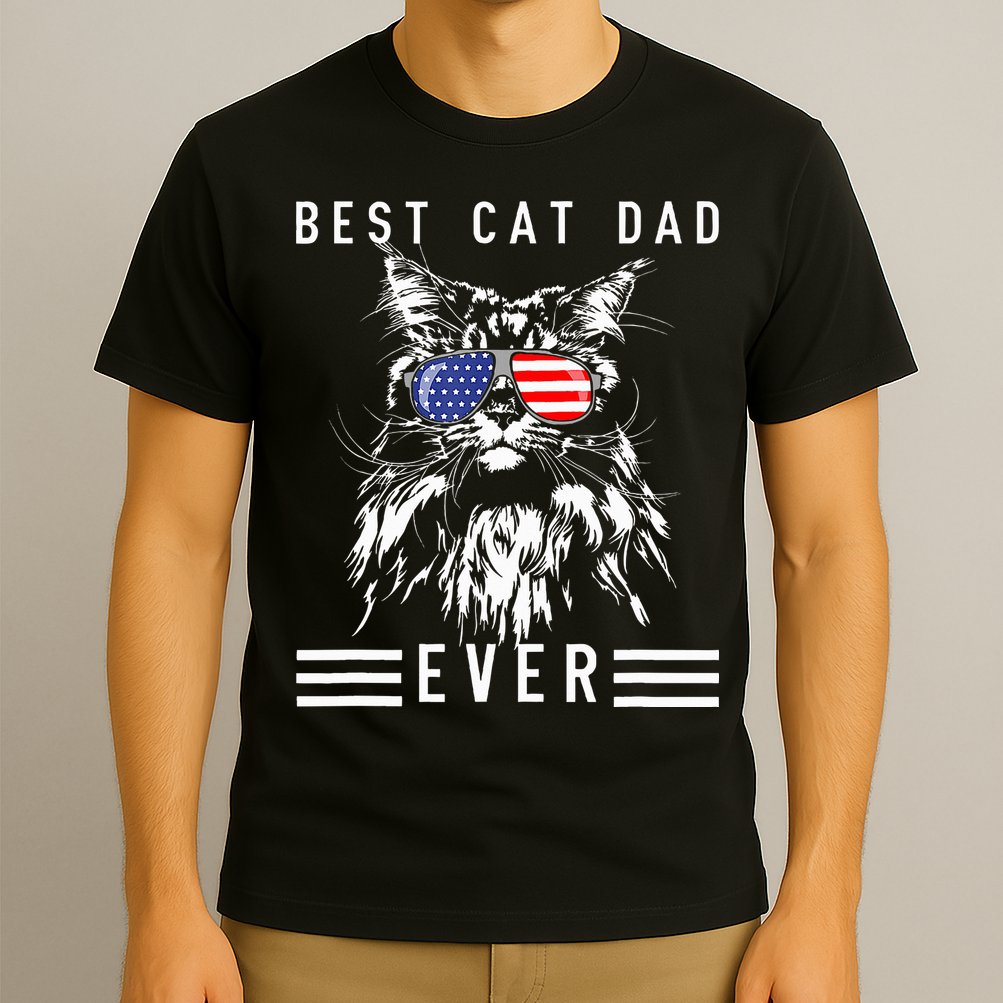 Funny Maine Coon Cat Best Cat Dad Ever Funny Cat Maine Coon T-Shirt