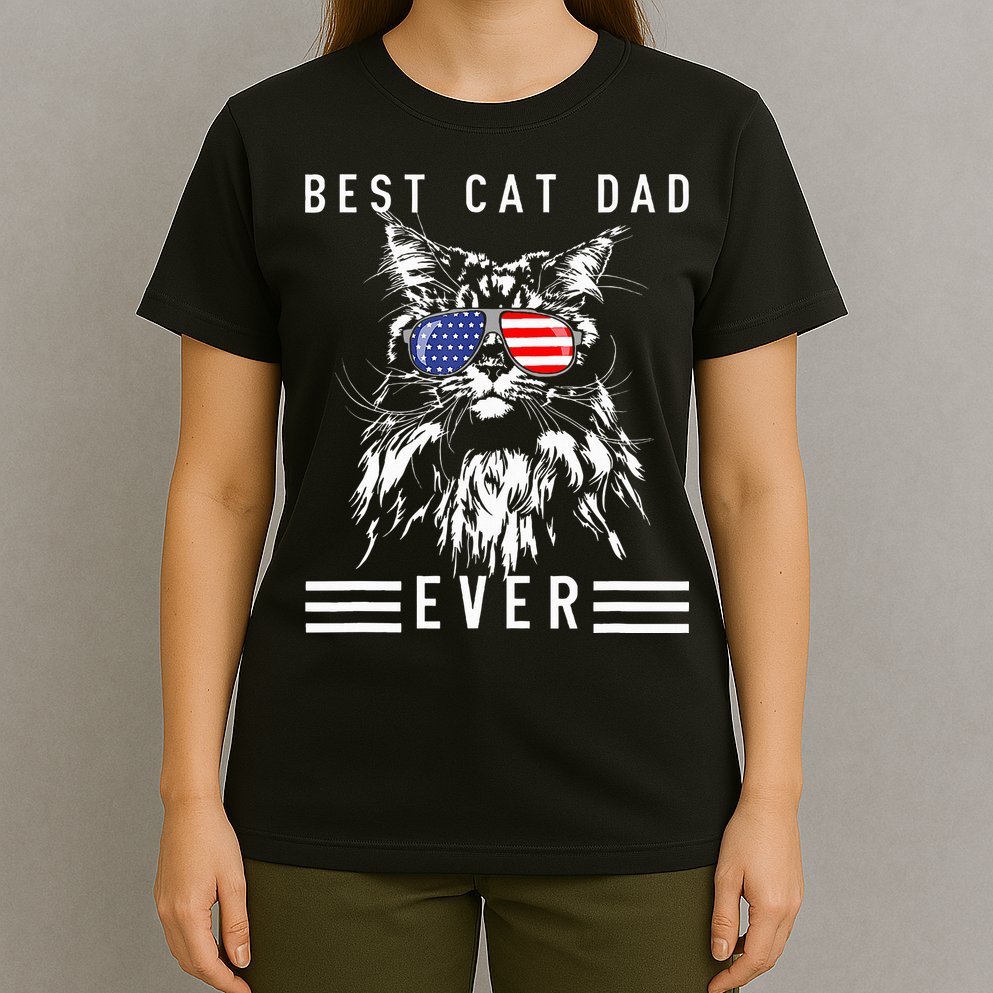 Funny Maine Coon Cat Best Cat Dad Ever Funny Cat Maine Coon T-Shirt