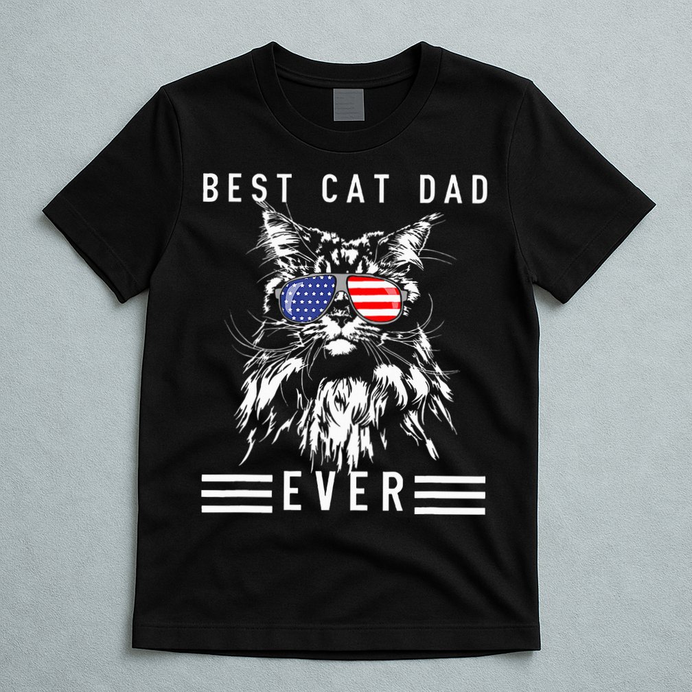 Funny Maine Coon Cat Best Cat Dad Ever Funny Cat Maine Coon T-Shirt