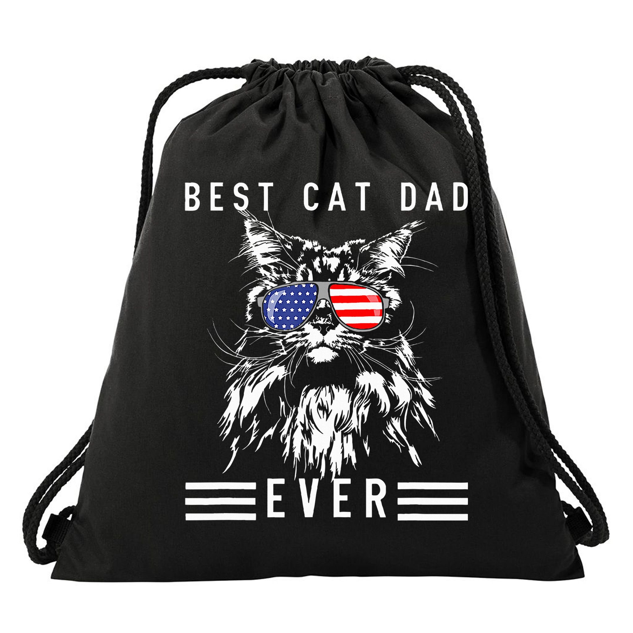 Funny Maine Coon Cat Best Cat Dad Ever Funny Cat Maine Coon Drawstring Bag