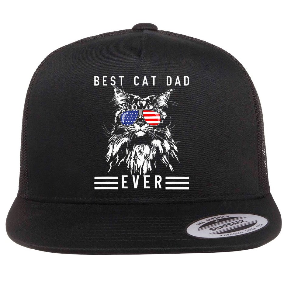 Funny Maine Coon Cat Best Cat Dad Ever Funny Cat Maine Coon Flat Bill Trucker Hat
