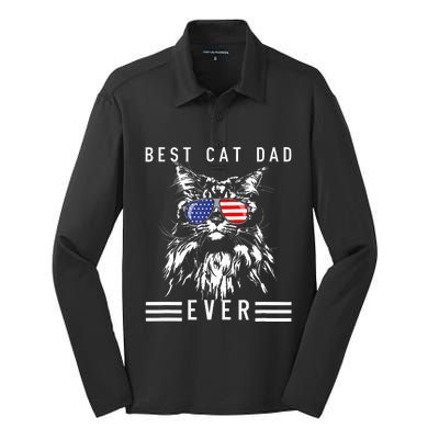 Funny Maine Coon Cat Best Cat Dad Ever Funny Cat Maine Coon Silk Touch Performance Long Sleeve Polo