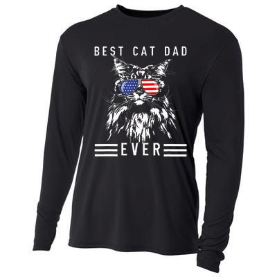 Funny Maine Coon Cat Best Cat Dad Ever Funny Cat Maine Coon Cooling Performance Long Sleeve Crew