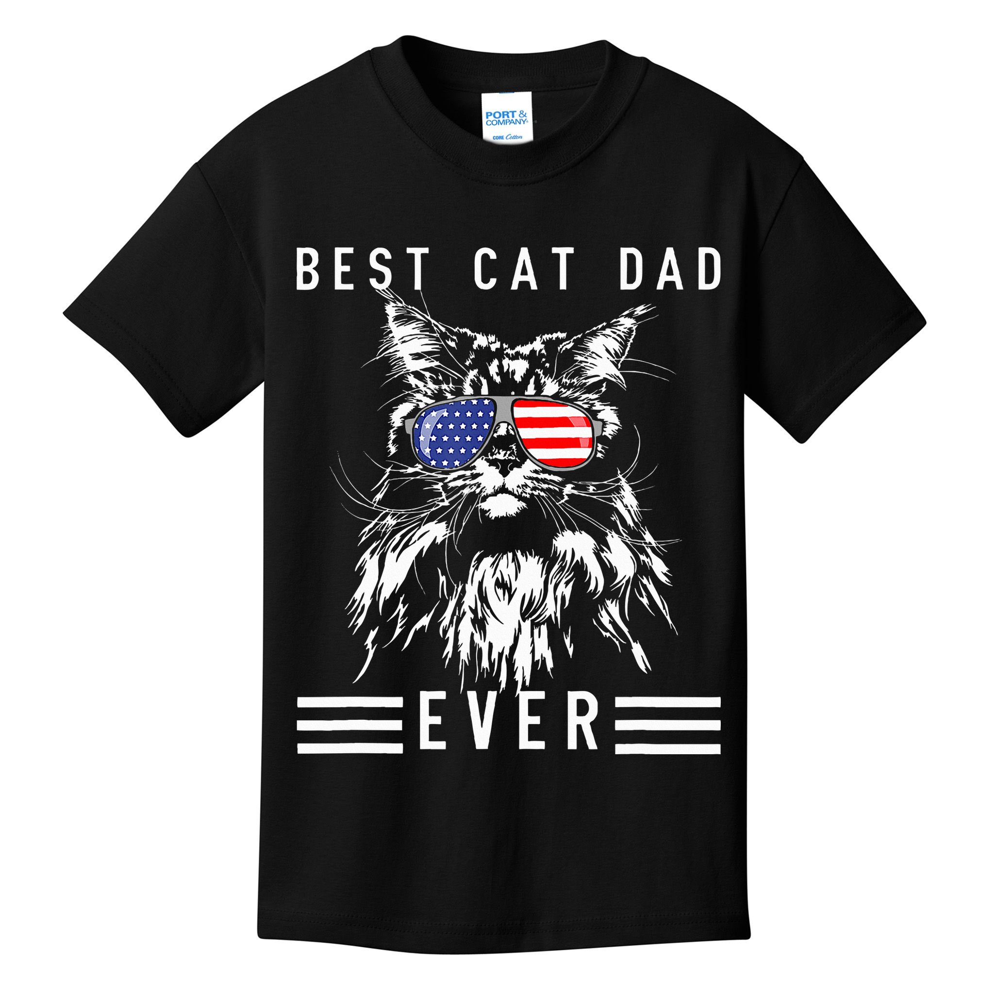 Funny Maine Coon Cat Best Cat Dad Ever Funny Cat Maine Coon Kids T-Shirt