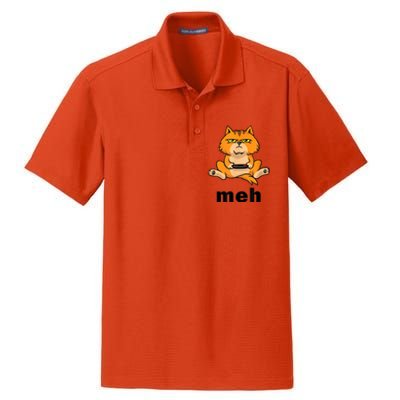 Funny Meh Cat Video Game Gift For Cat Lovers Dry Zone Grid Polo