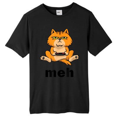 Funny Meh Cat Video Game Gift For Cat Lovers Tall Fusion ChromaSoft Performance T-Shirt