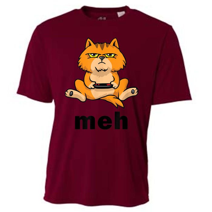 Funny Meh Cat Video Game Gift For Cat Lovers Cooling Performance Crew T-Shirt