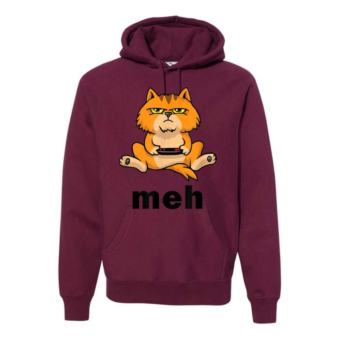 Funny Meh Cat Video Game Gift For Cat Lovers Premium Hoodie