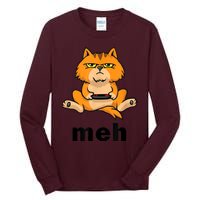 Funny Meh Cat Video Game Gift For Cat Lovers Tall Long Sleeve T-Shirt