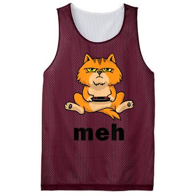 Funny Meh Cat Video Game Gift For Cat Lovers Mesh Reversible Basketball Jersey Tank