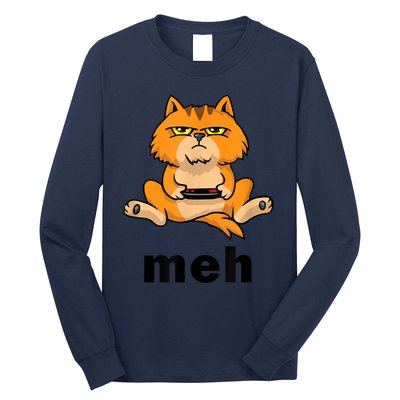 Funny Meh Cat Video Game Gift For Cat Lovers Long Sleeve Shirt