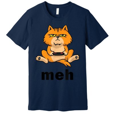 Funny Meh Cat Video Game Gift For Cat Lovers Premium T-Shirt