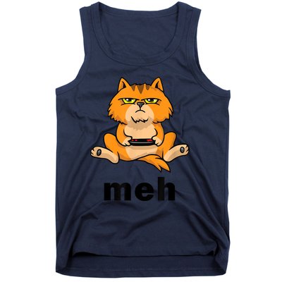 Funny Meh Cat Video Game Gift For Cat Lovers Tank Top