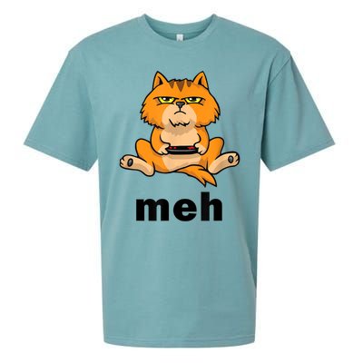 Funny Meh Cat Video Game Gift For Cat Lovers Sueded Cloud Jersey T-Shirt