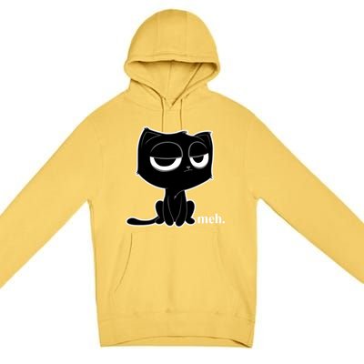 Funny Meh Cat Cool Gift Cute Kitty Cat Hooded Cool Gift Funny Gift Premium Pullover Hoodie