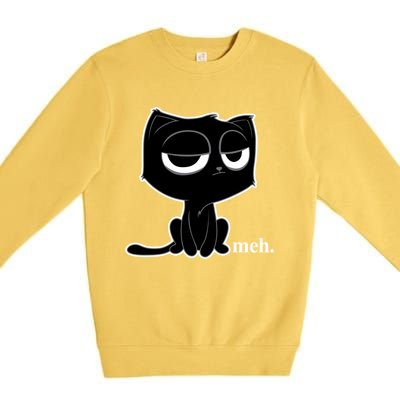 Funny Meh Cat Cool Gift Cute Kitty Cat Hooded Cool Gift Funny Gift Premium Crewneck Sweatshirt