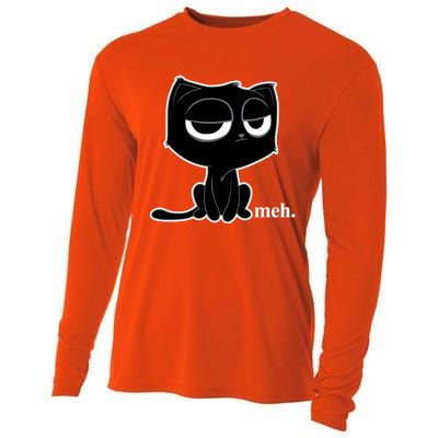 Funny Meh Cat Cool Gift Cute Kitty Cat Hooded Cool Gift Funny Gift Cooling Performance Long Sleeve Crew