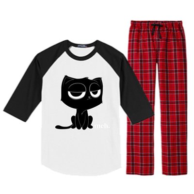 Funny Meh Cat Cool Gift Cute Kitty Cat Hooded Cool Gift Funny Gift Raglan Sleeve Pajama Set