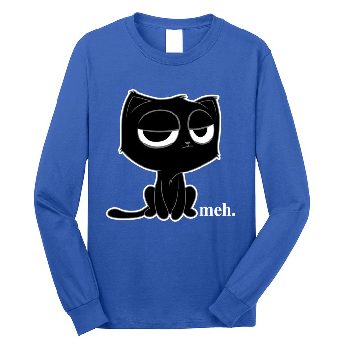 Funny Meh Cat Cool Gift Cute Kitty Cat Hooded Cool Gift Funny Gift Long Sleeve Shirt