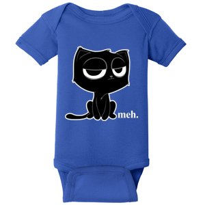 Funny Meh Cat Cool Gift Cute Kitty Cat Hooded Cool Gift Funny Gift Baby Bodysuit