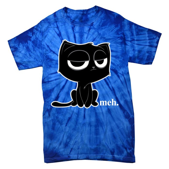 Funny Meh Cat Cool Gift Cute Kitty Cat Hooded Cool Gift Funny Gift Tie-Dye T-Shirt